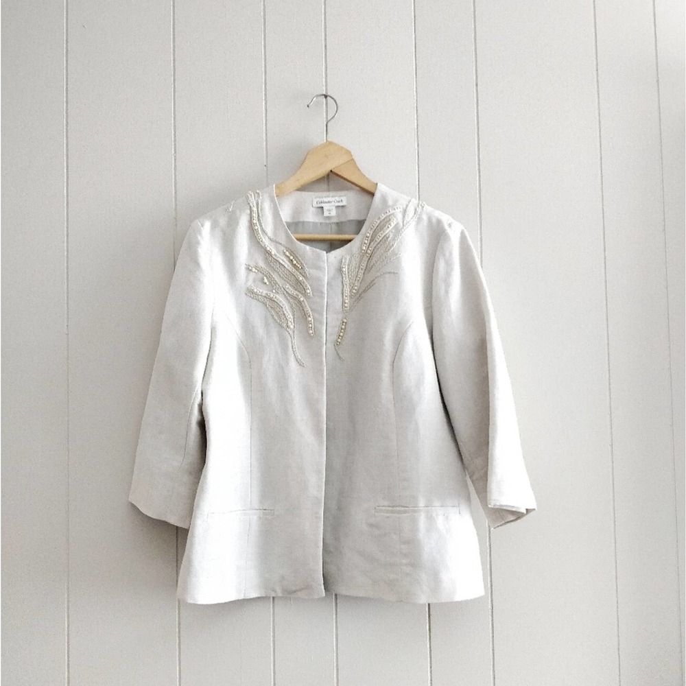 VTG Coldwater Creek Linen Blend Embroidered Beaded